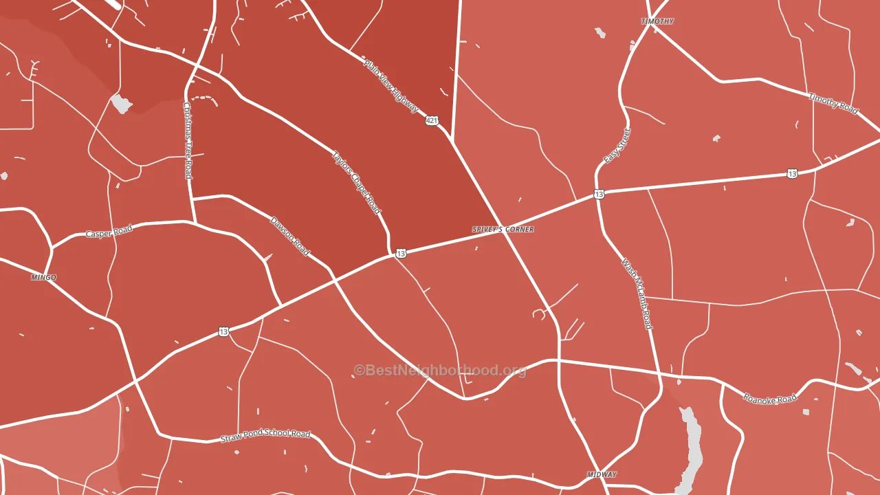 Spiveys Corner, NC block-group political-lean map