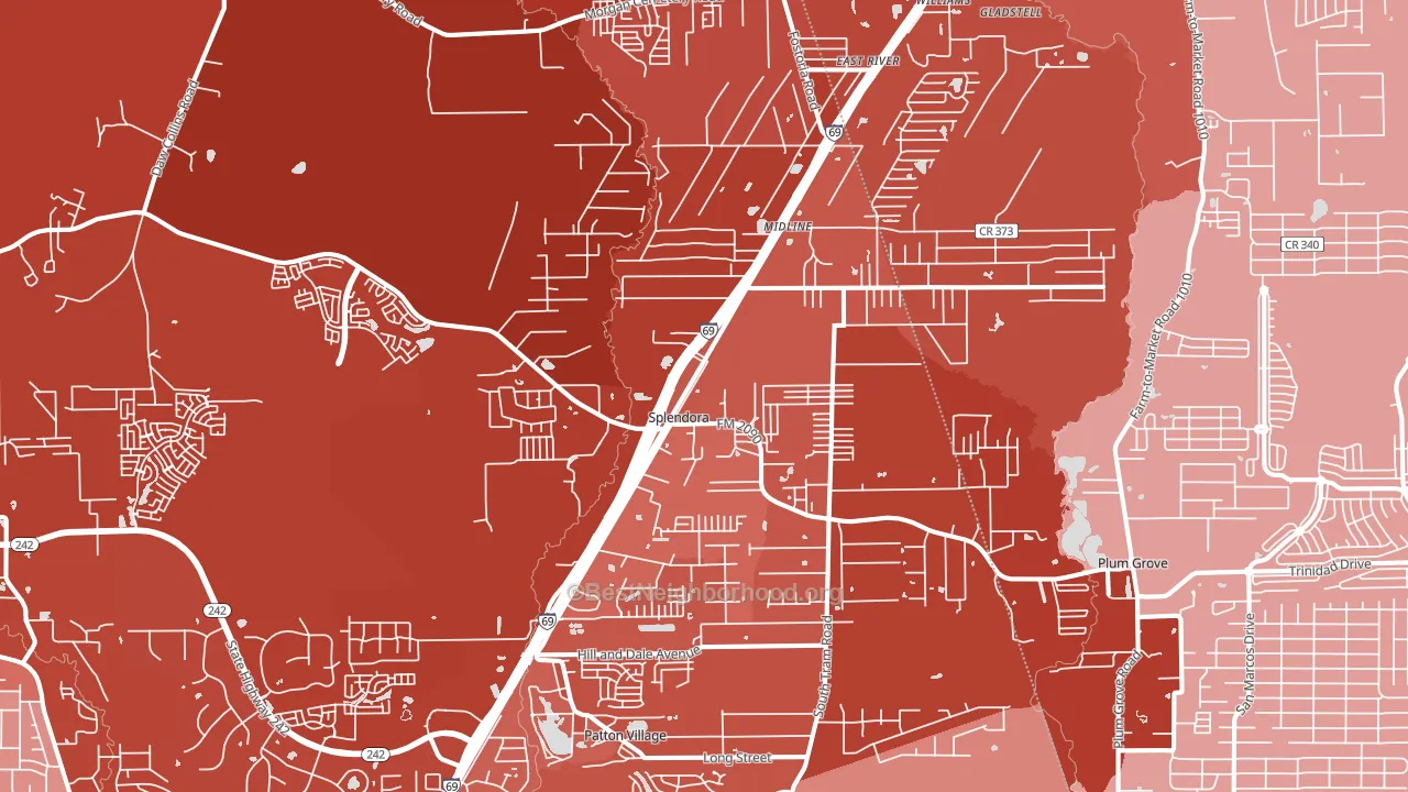 Splendora, TX block-group political-lean map