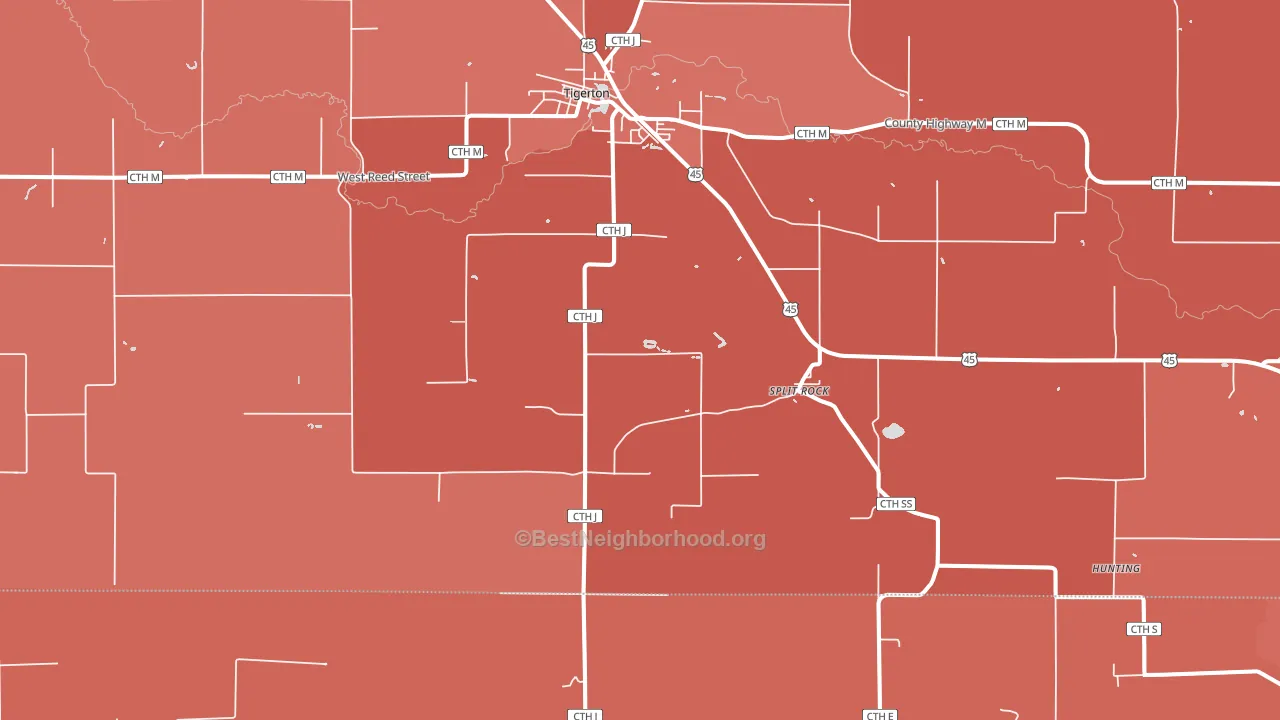 Split Rock, WI block-group political-lean map