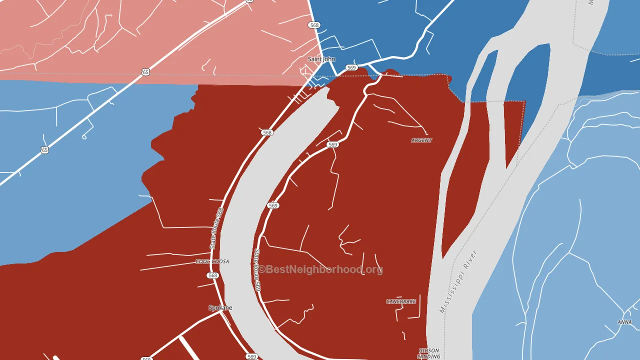 Spokane, LA block-group political-lean map