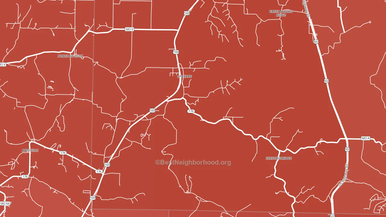 Spokane, MO block-group political-lean map