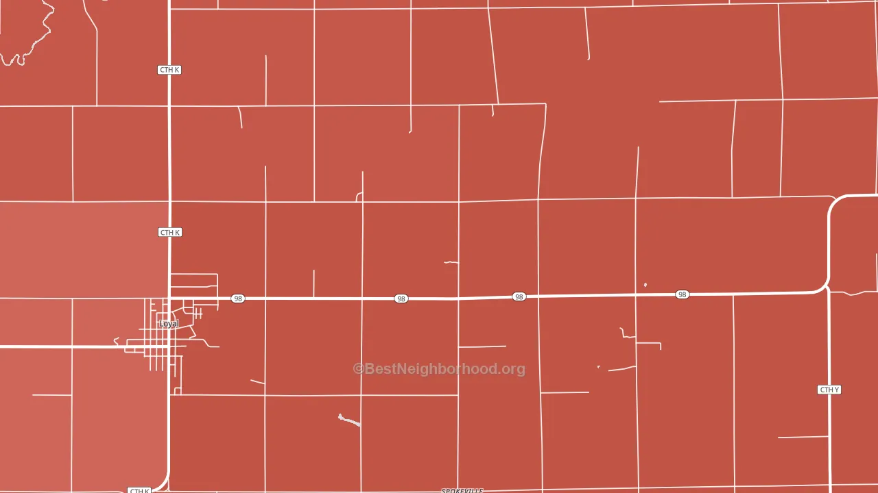 Spokeville, WI block-group political-lean map