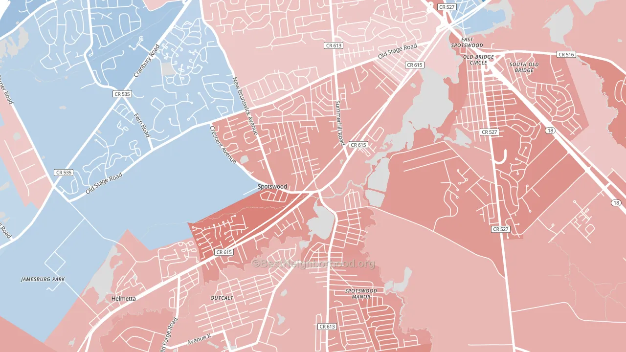 Spotswood, NJ block-group political-lean map