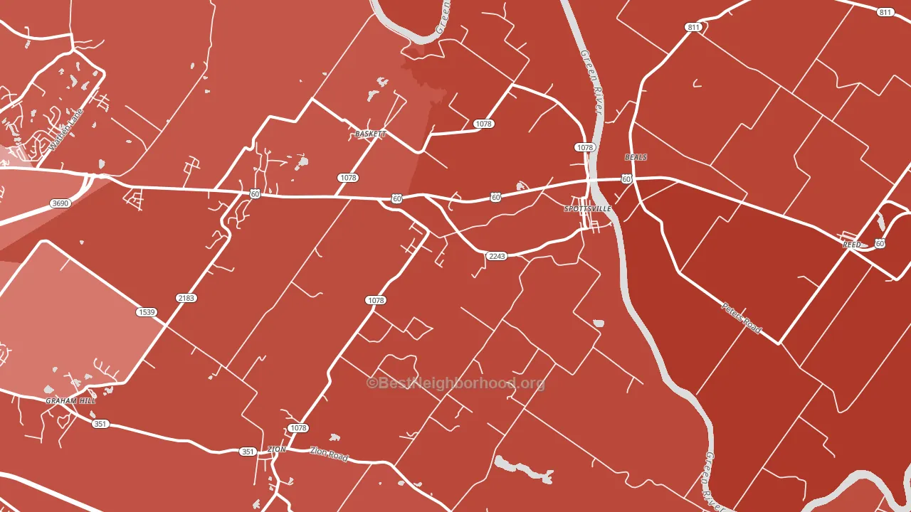 Spottsville, KY block-group political-lean map