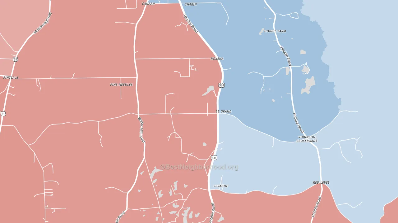 Sprague, AL block-group political-lean map
