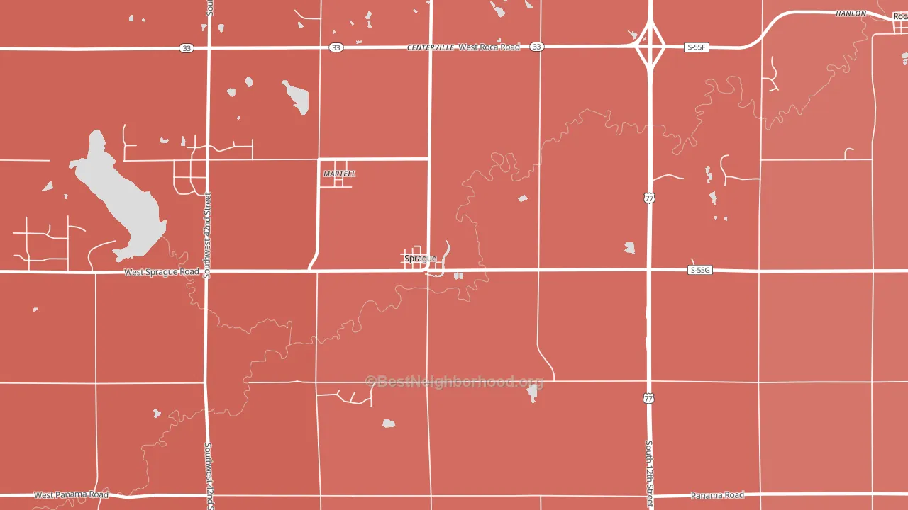 Sprague, NE block-group political-lean map
