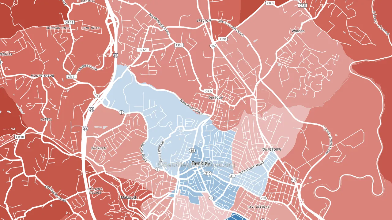 Sprague, WV block-group political-lean map