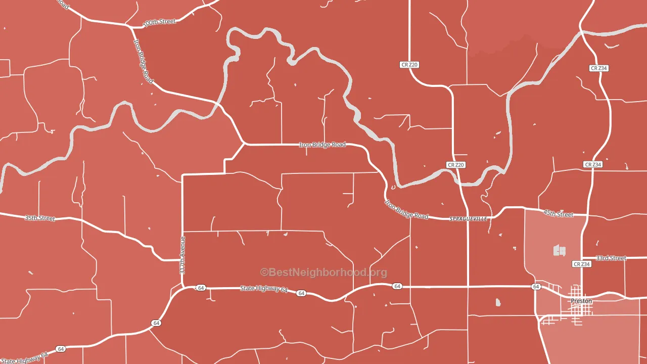 Spragueville, IA block-group political-lean map