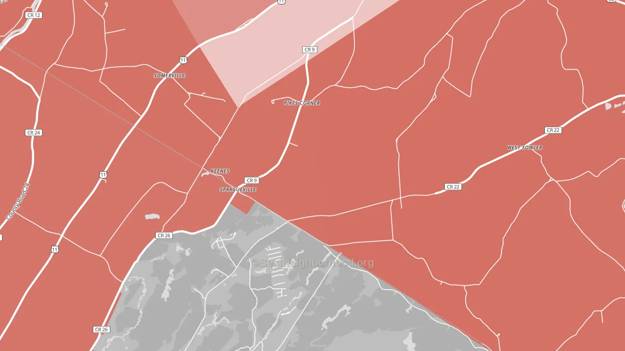 Spragueville, NY block-group political-lean map