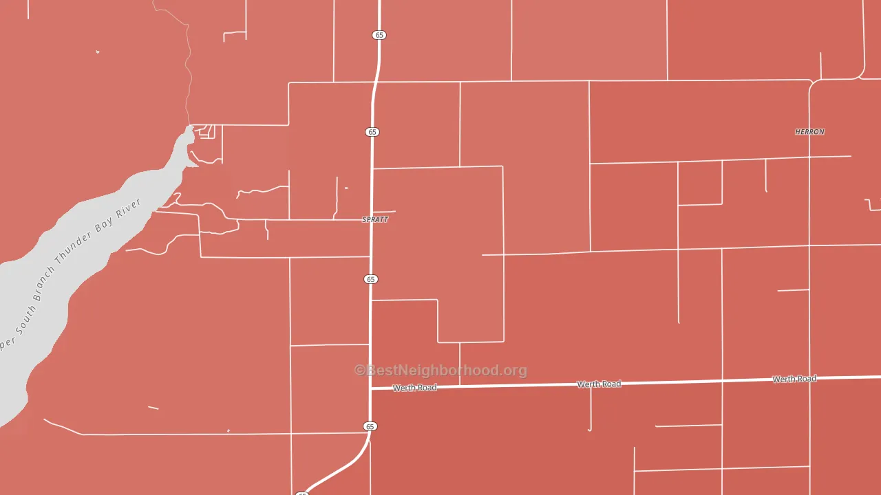 Spratt, MI block-group political-lean map
