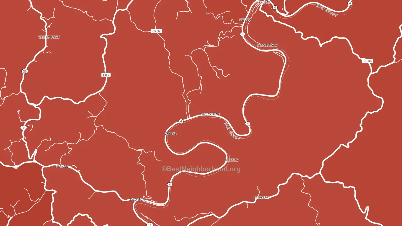 Spread, WV block-group political-lean map
