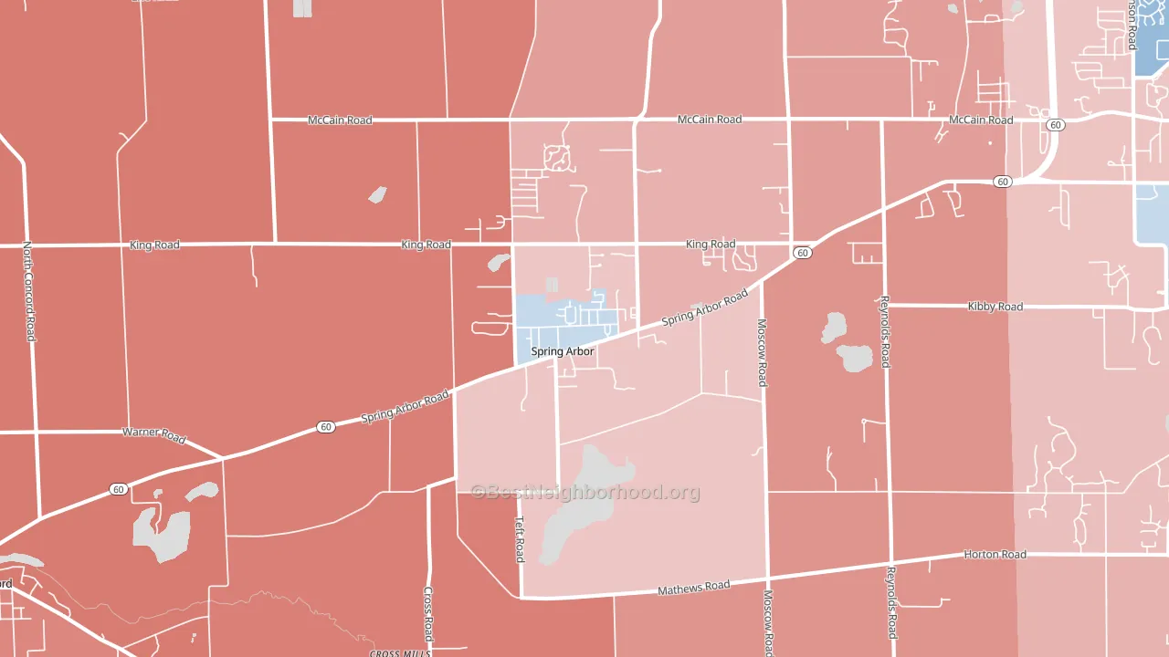 Spring Arbor, MI block-group political-lean map