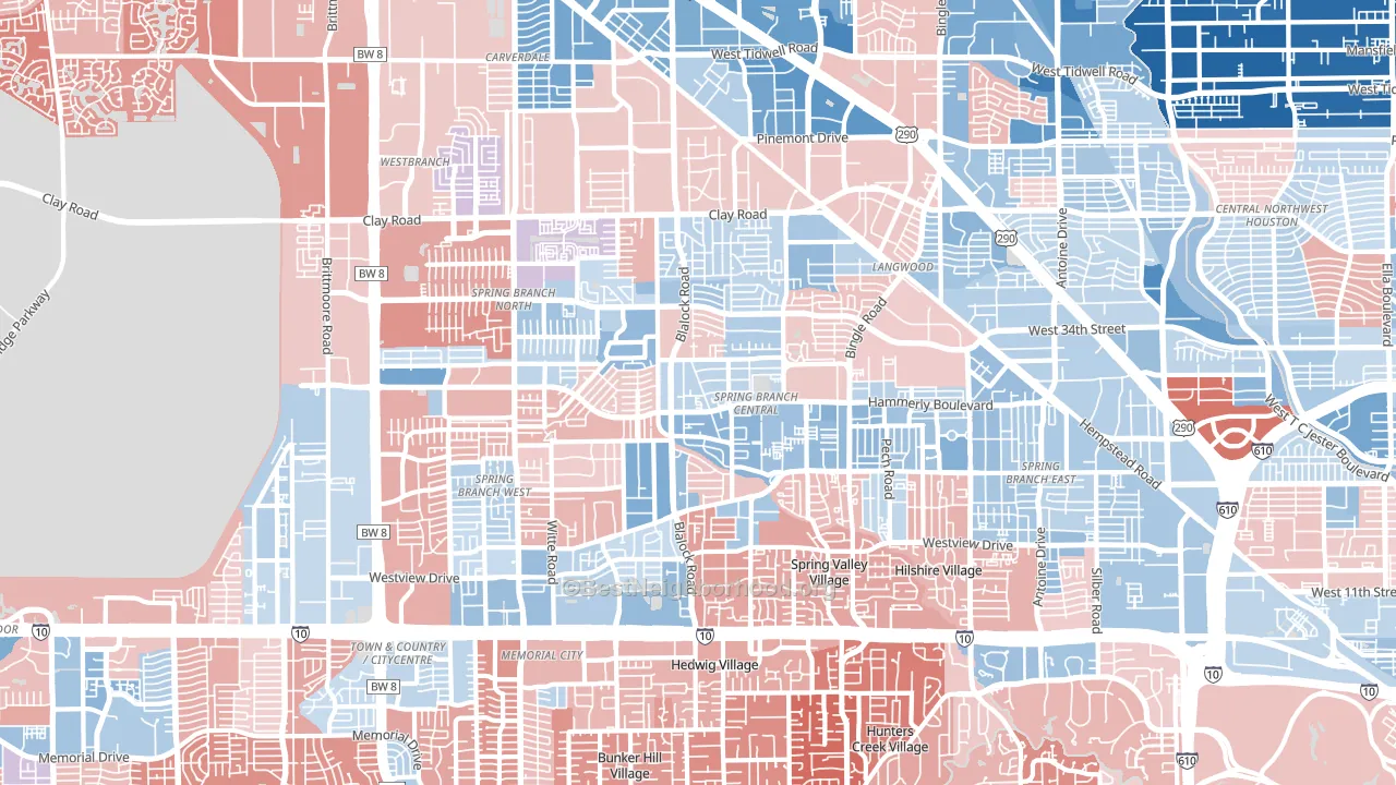 Spring Branch, Houston, TX block-group political-lean map