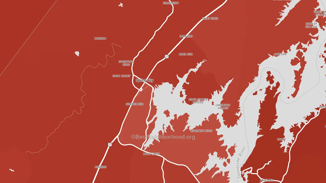 Spring City, TN block-group political-lean map