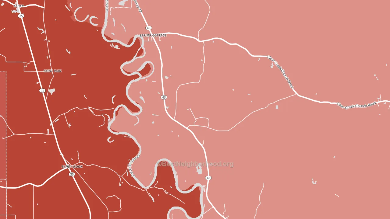 Spring Cottage, MS block-group political-lean map