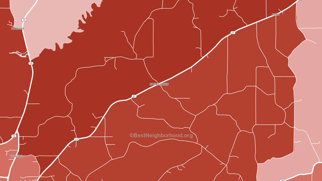 Spring Creek, MS block-group political-lean map