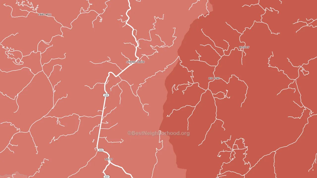 Spring Creek, NC block-group political-lean map