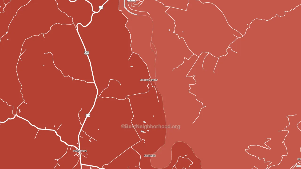 Spring Creek, WV block-group political-lean map