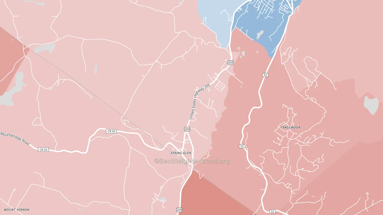 Spring Glen, NY block-group political-lean map