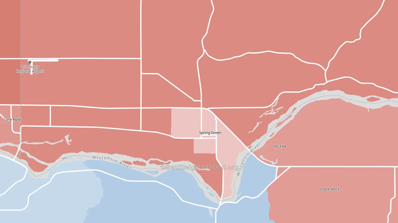Spring Green, WI block-group political-lean map