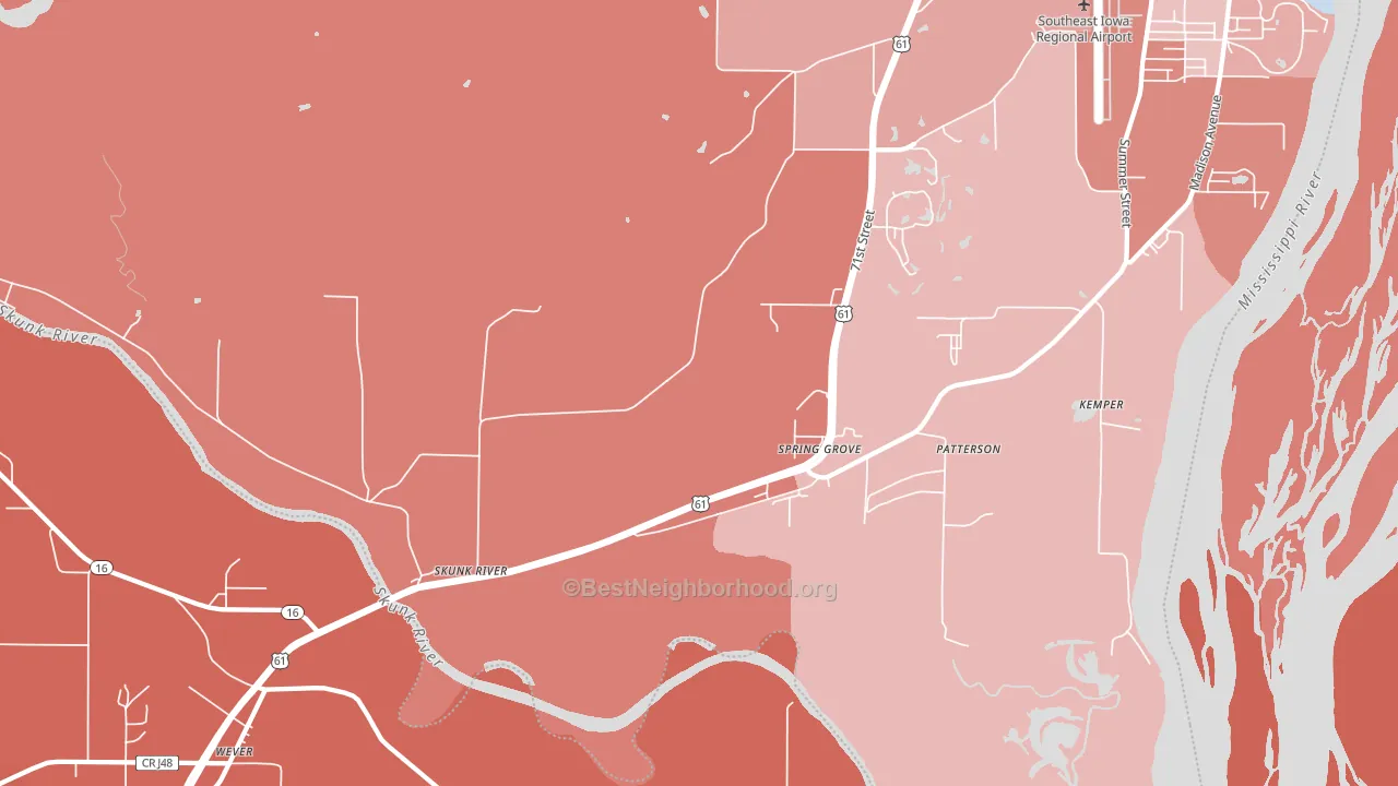 Spring Grove, IA block-group political-lean map