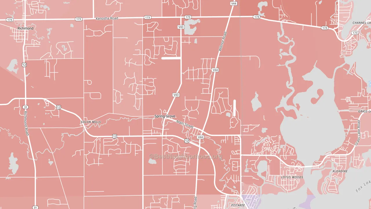 Spring Grove, IL block-group political-lean map