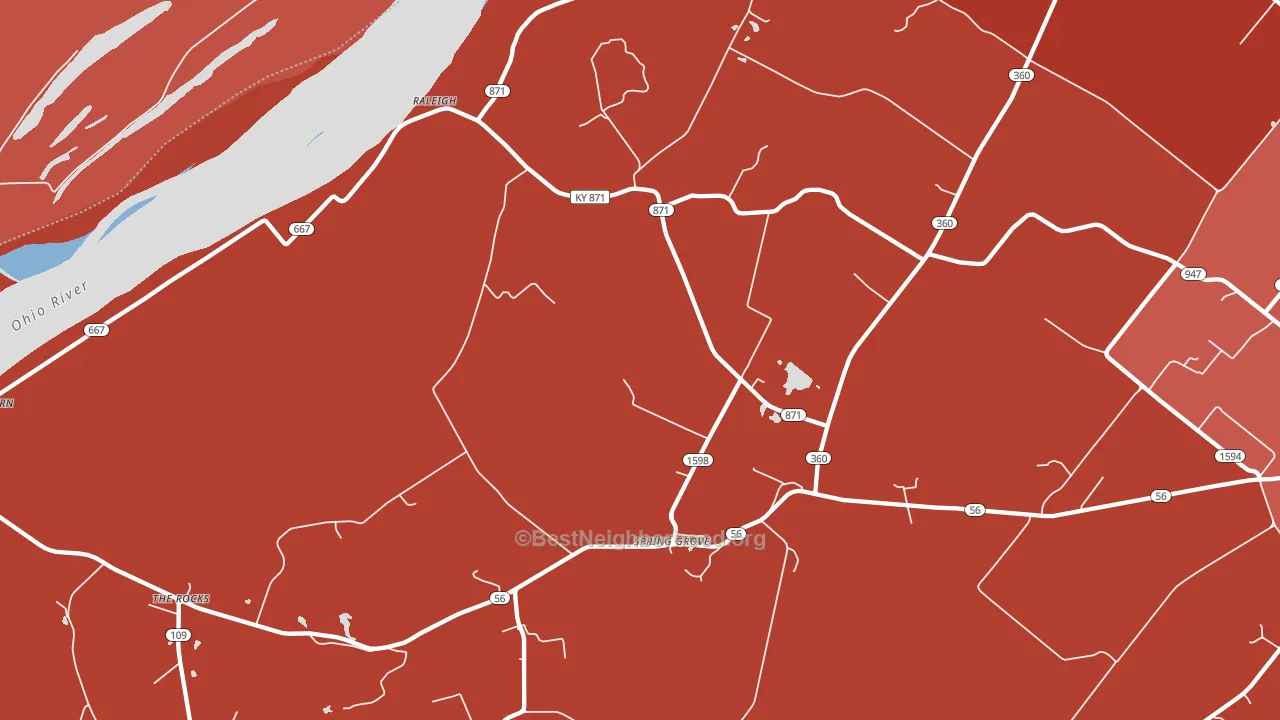 Spring Grove, KY block-group political-lean map