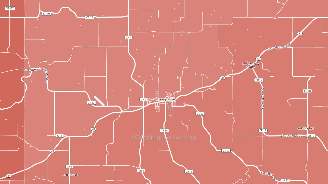 Spring Grove, MN block-group political-lean map