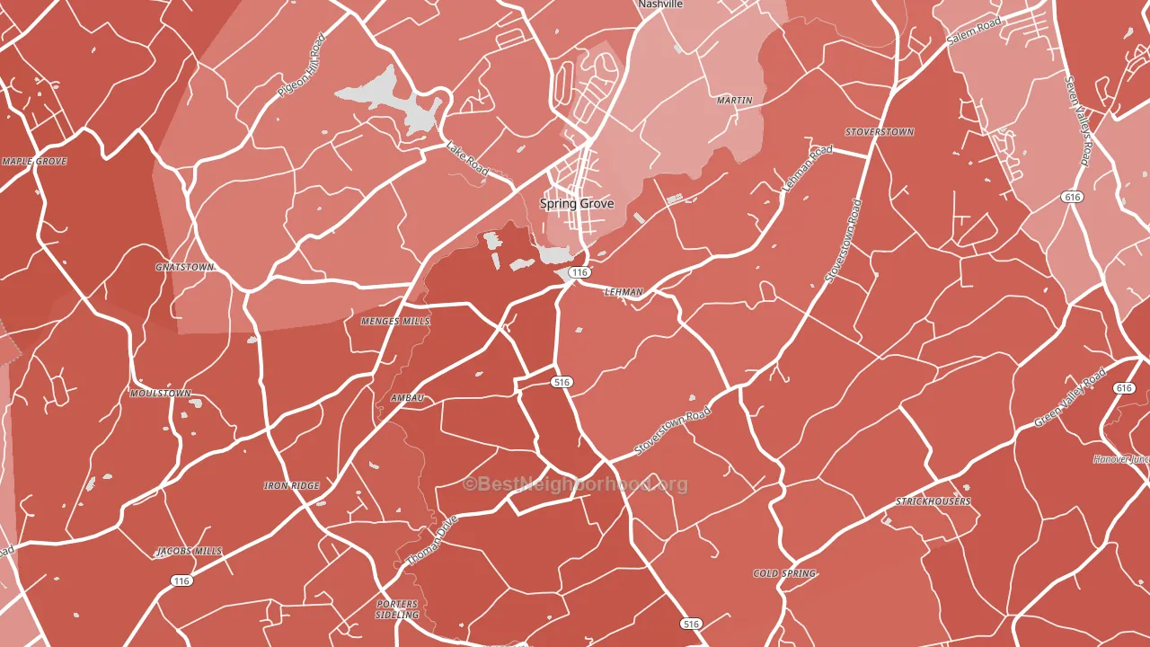 Spring Grove, PA block-group political-lean map