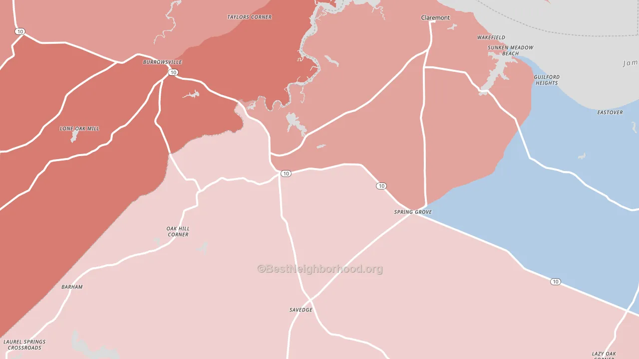 Spring Grove, VA block-group political-lean map