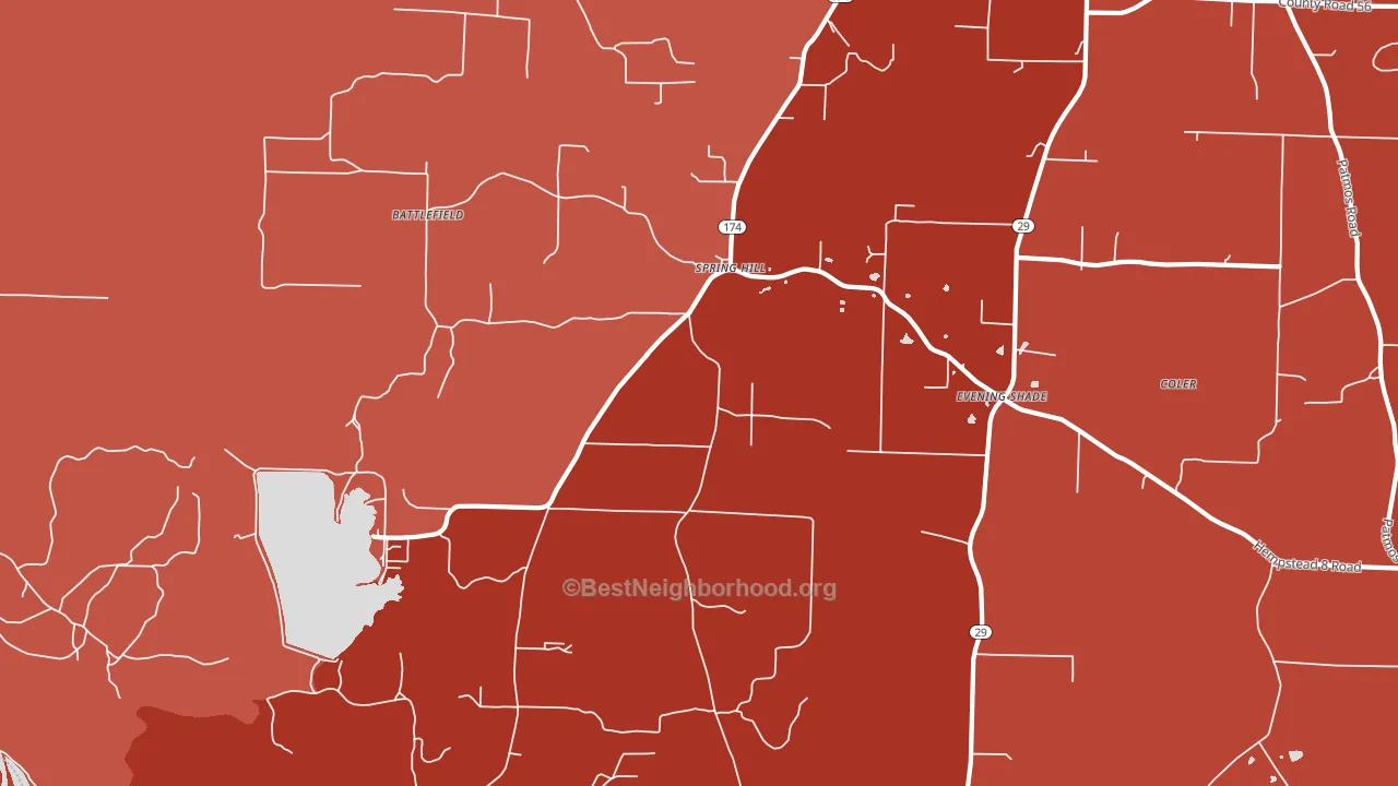 Spring Hill, AR block-group political-lean map