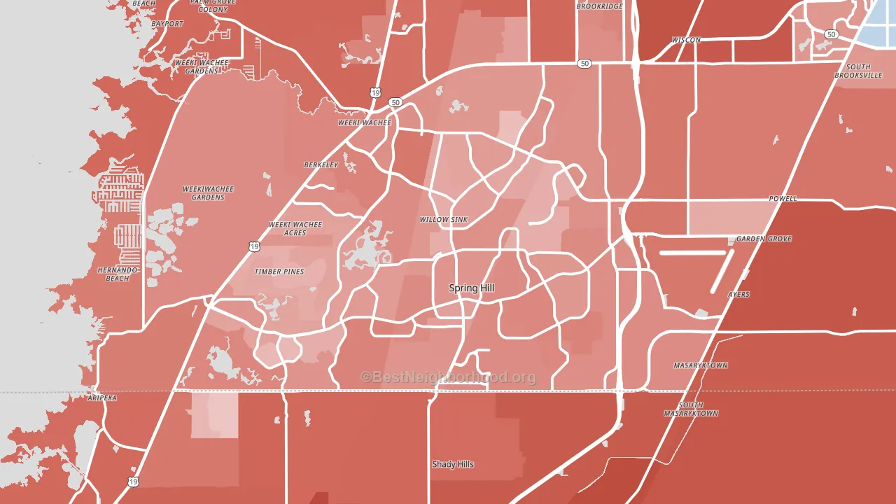 Spring Hill, FL block-group political-lean map