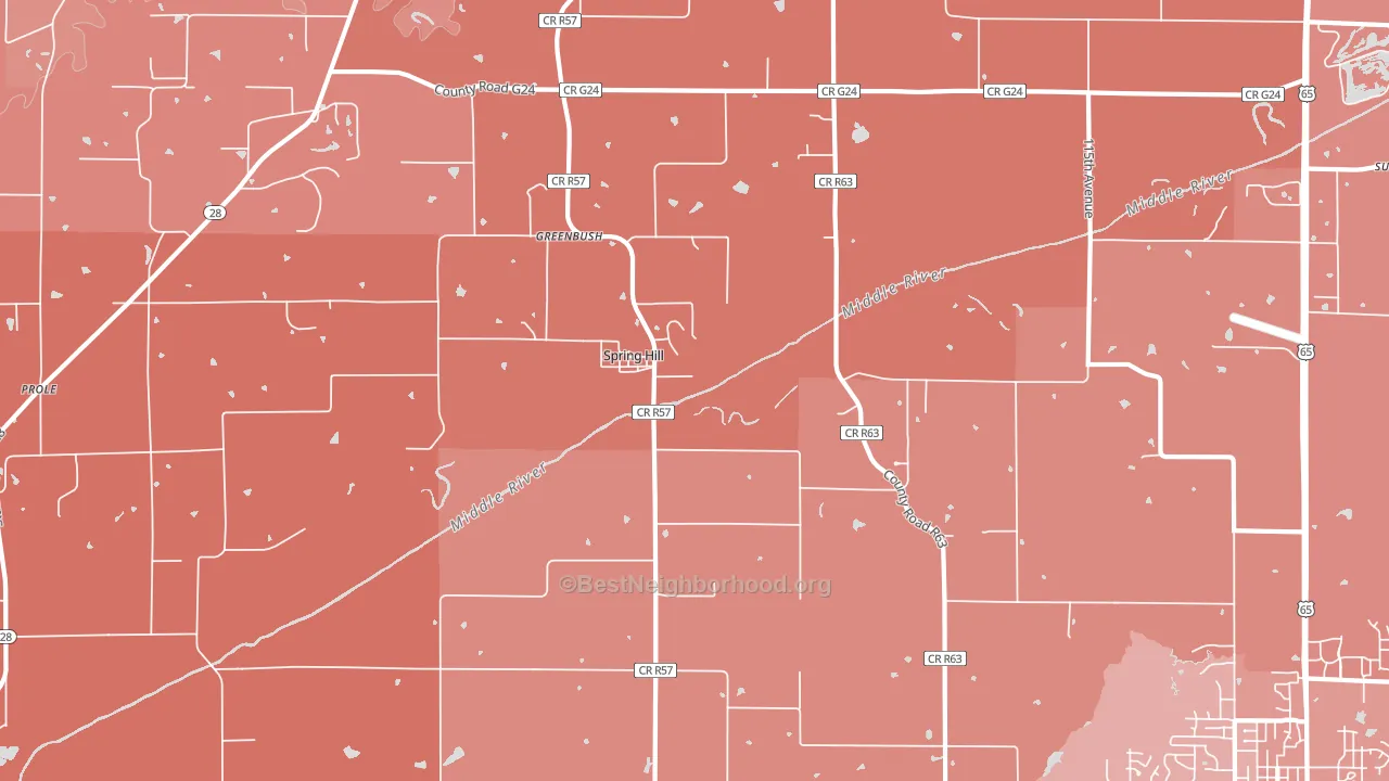 Spring Hill, IA block-group political-lean map