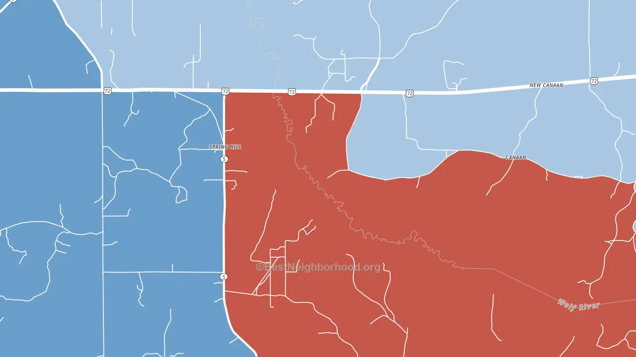 Spring Hill, MS block-group political-lean map