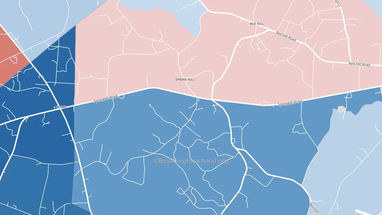 Spring Hill, SC block-group political-lean map