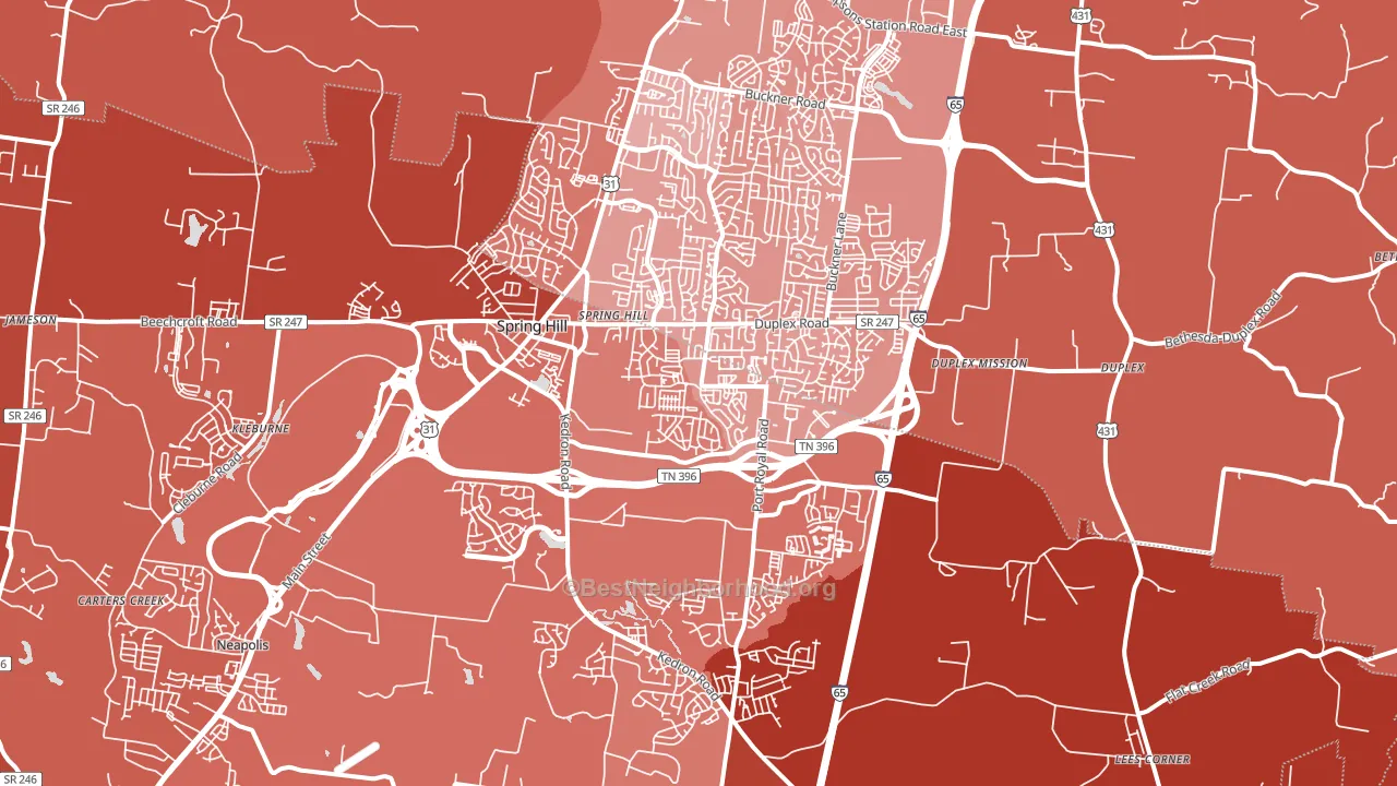 Spring Hill, TN block-group political-lean map