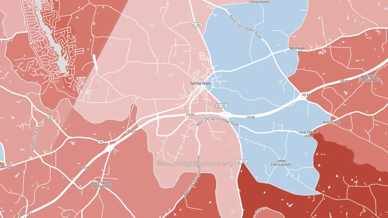 Spring Hope, NC block-group political-lean map