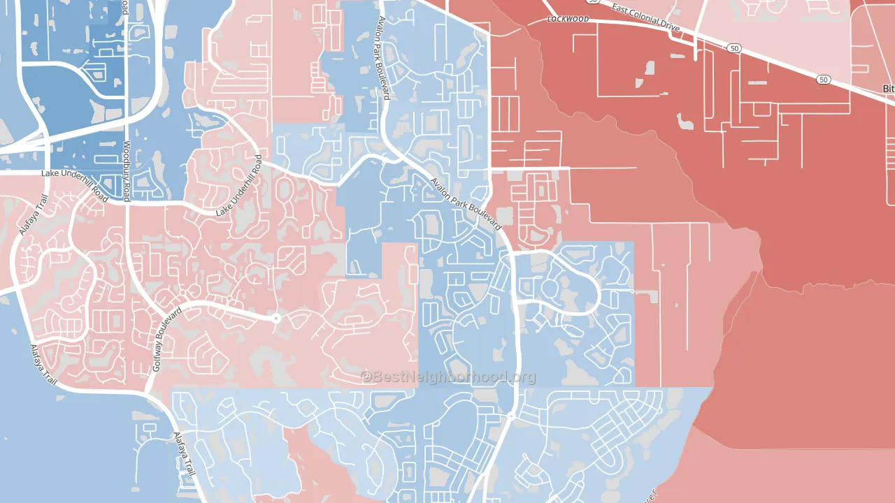 Spring Isle, Alafaya, FL block-group political-lean map