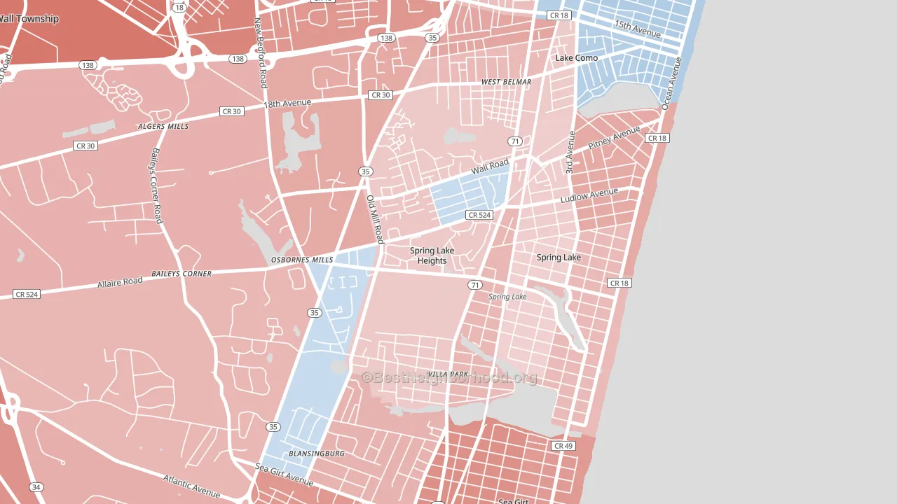 Spring Lake Heights, NJ block-group political-lean map