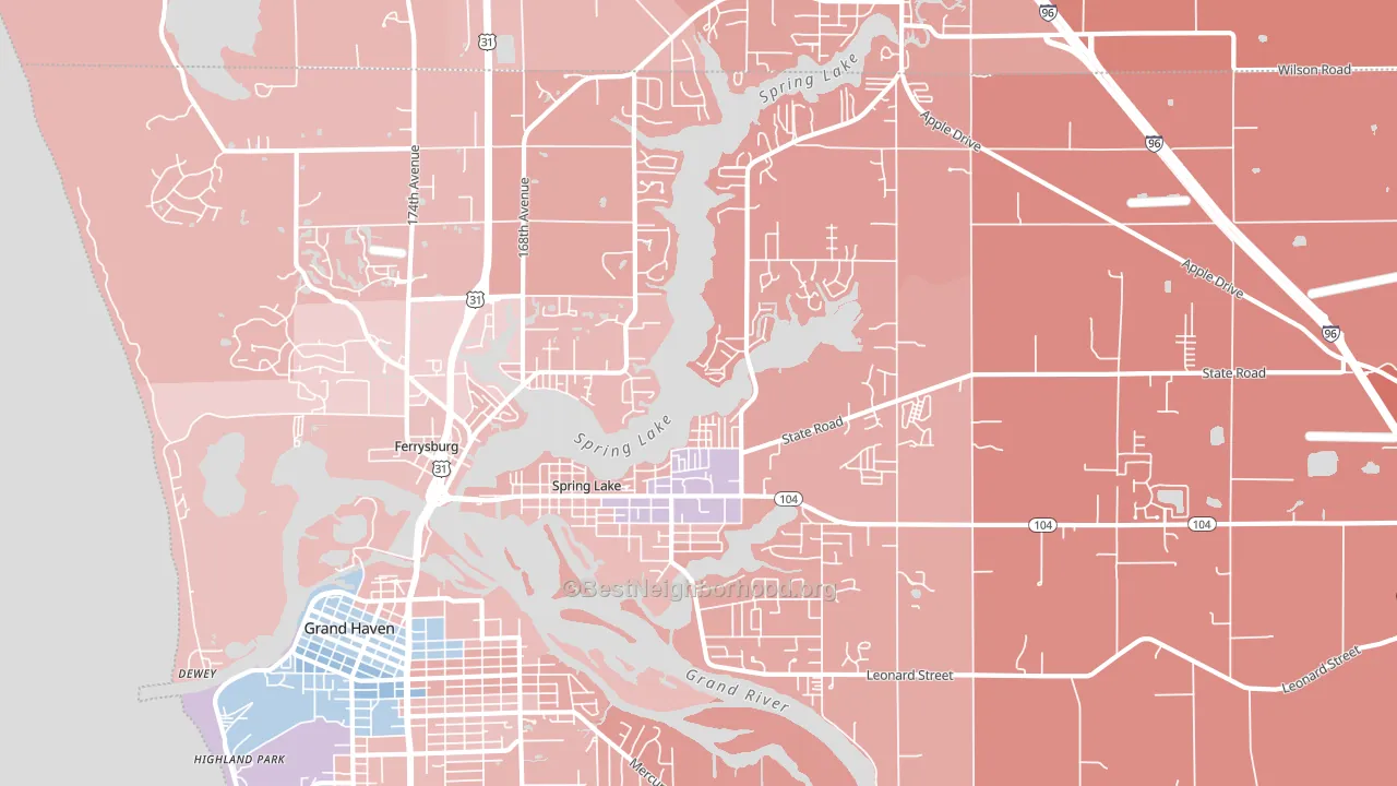 Spring Lake, MI block-group political-lean map