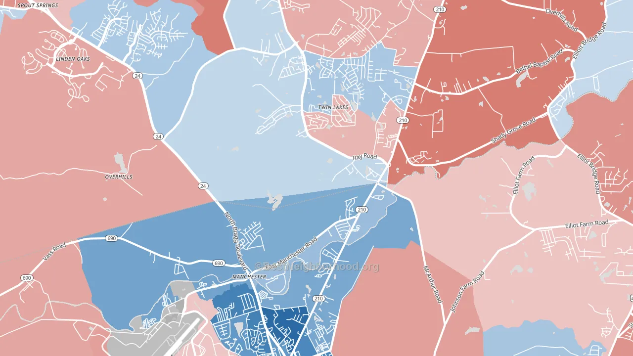 Spring Lake, NC block-group political-lean map