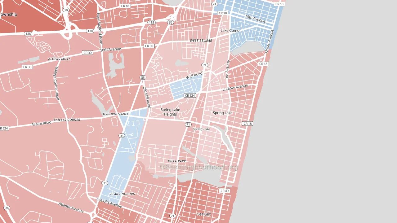 Spring Lake, NJ block-group political-lean map