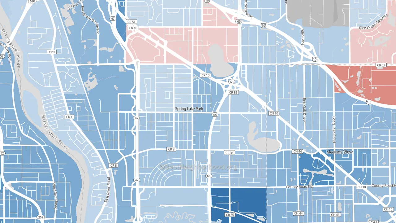 Spring Lake Park, MN block-group political-lean map