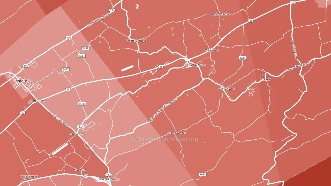 Spring Mills, PA block-group political-lean map