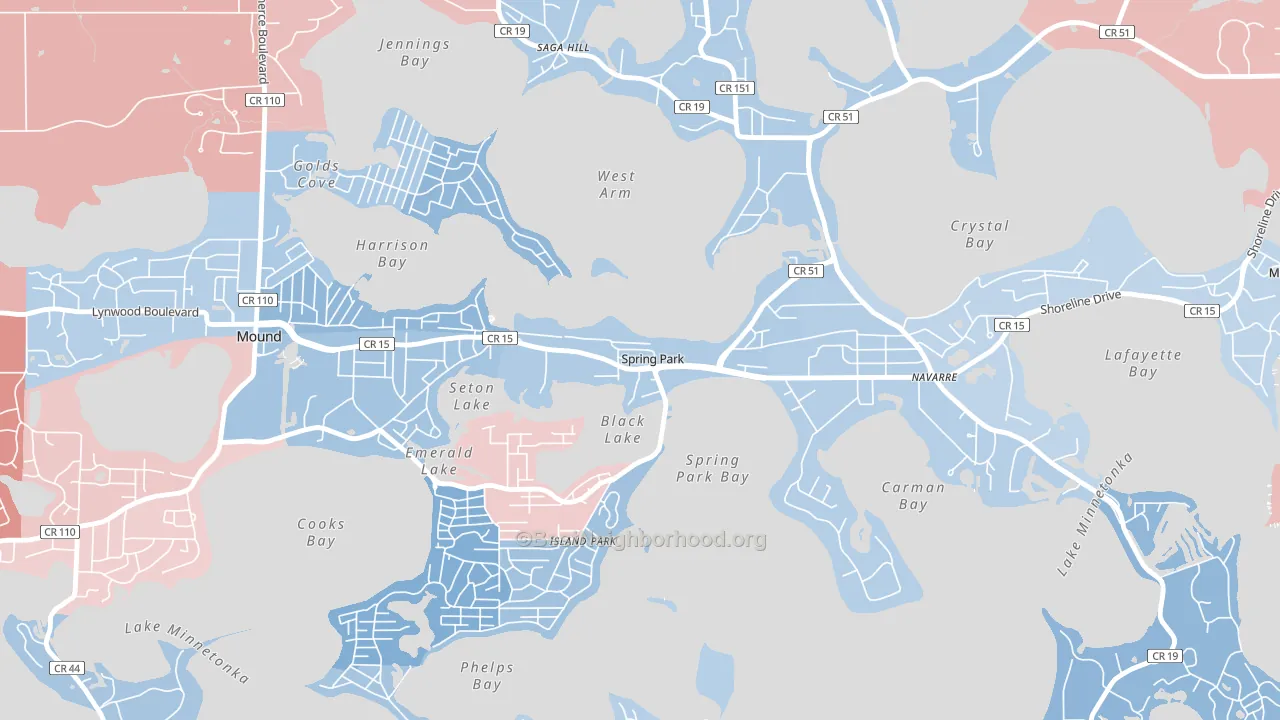 Spring Park, MN block-group political-lean map