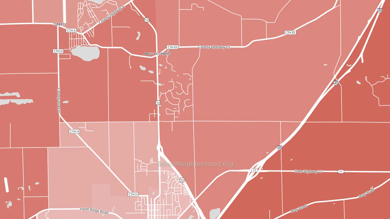 Spring Prairie, WI block-group political-lean map