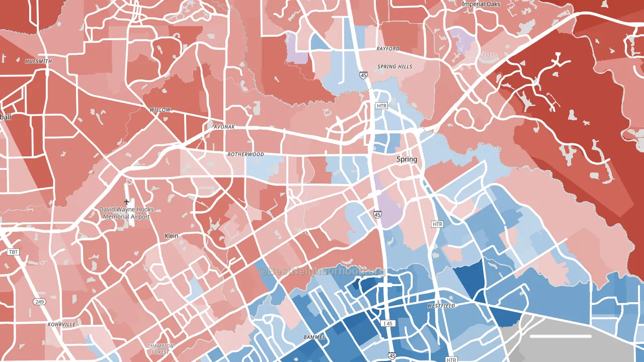 Spring, TX block-group political-lean map