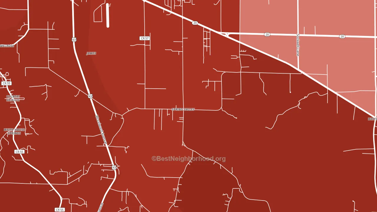 Spring Valley, AL block-group political-lean map