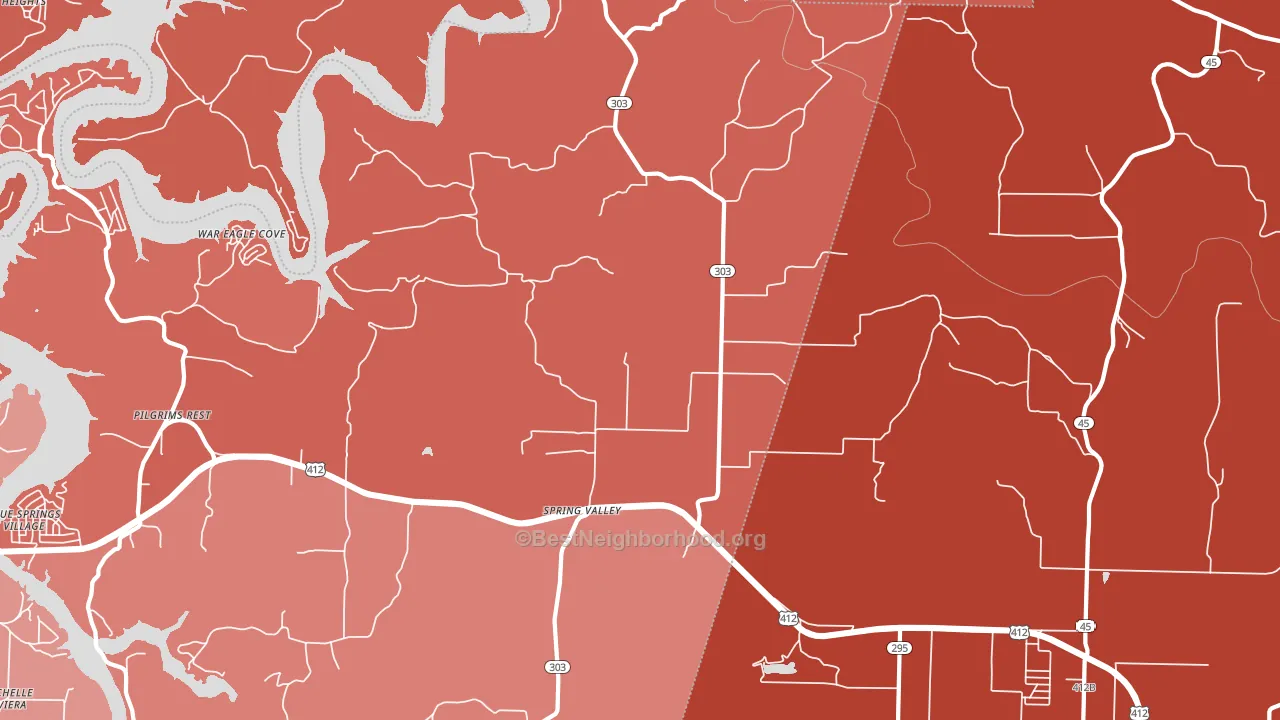 Spring Valley, AR block-group political-lean map