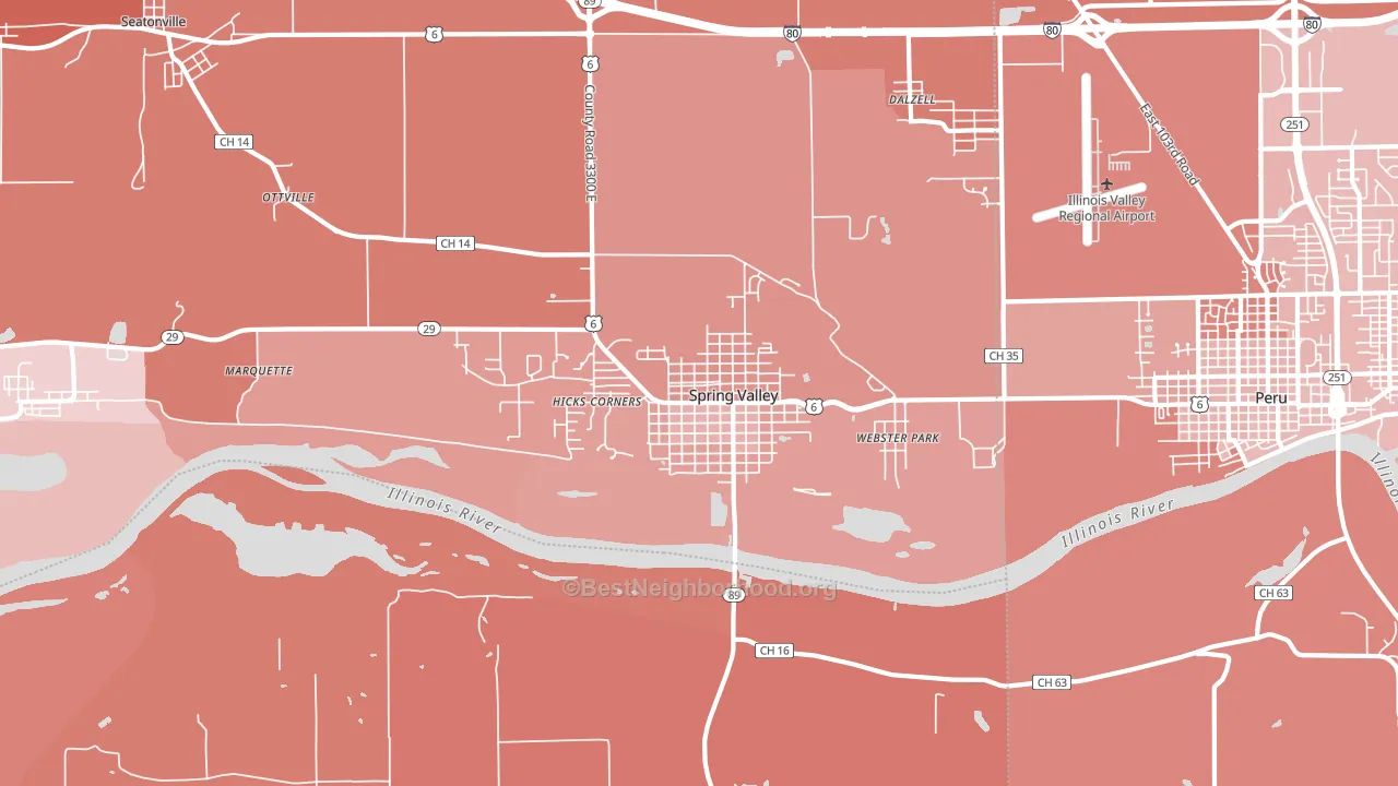 Spring Valley, IL block-group political-lean map